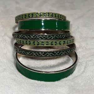 Green and gold bangle set